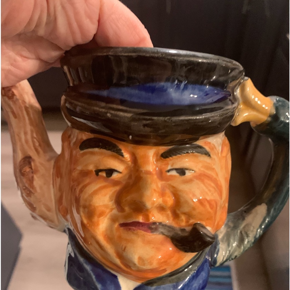 Japanese made mug. Older man with a pipe. Similar to Toby mugs.